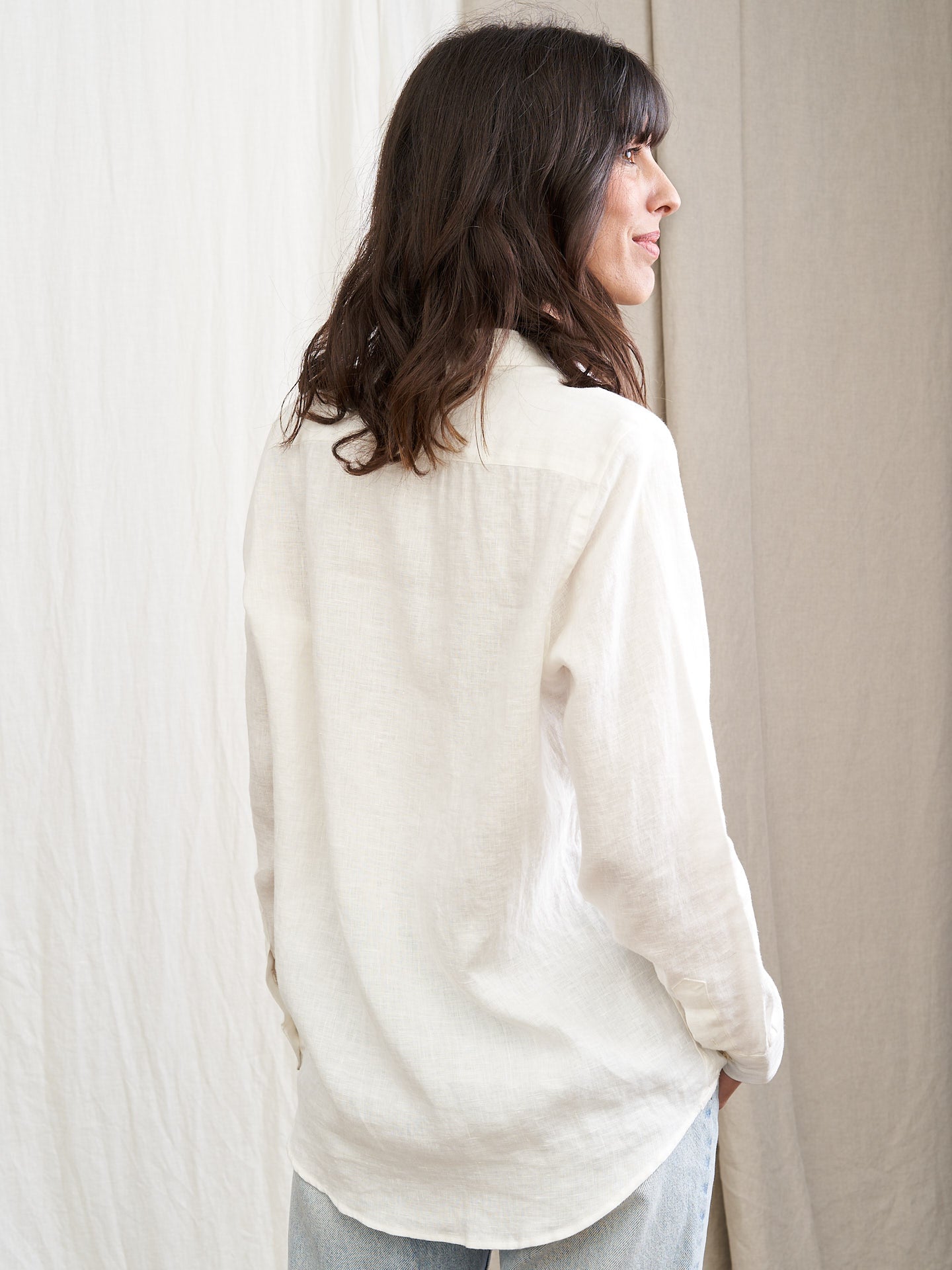 Chemise En Lin BURMA BIBAS - Blanche - Taille L - Manches Longues - Occasion Parfait état