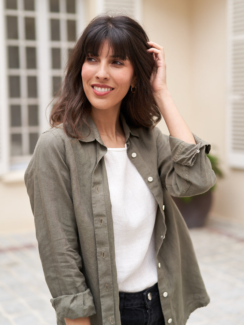 Chemise Lin Vetement Femme Chemise Ample En Lin - Main Image